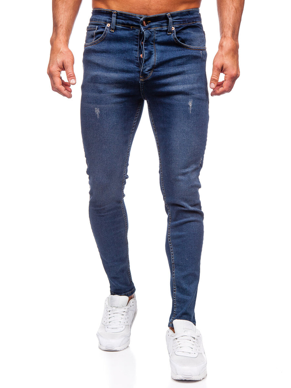 Granatowe spodnie jeansowe męskie slim fit Denley 6257