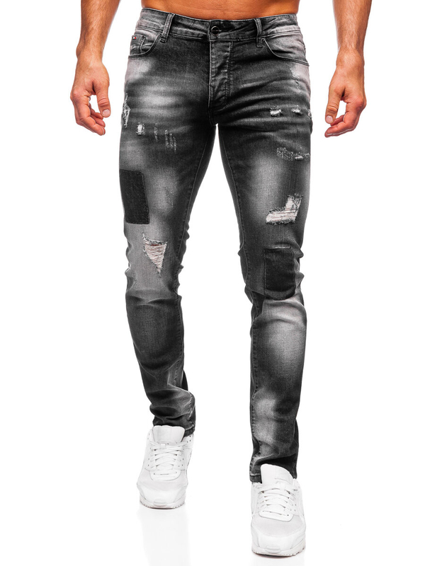 Czarne spodnie jeansowe męskie slim fit Denley MP0113N