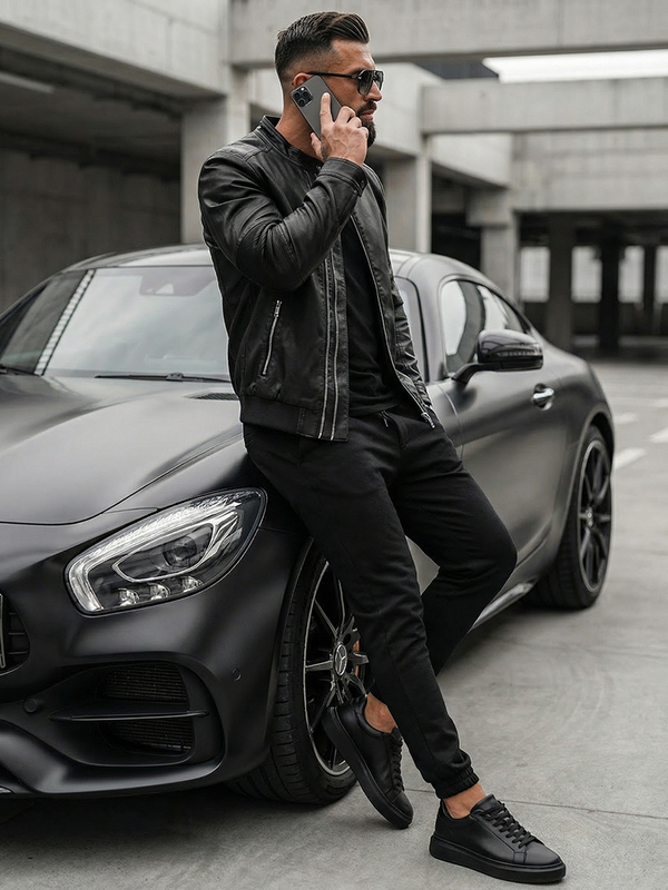 Kurtka męska skórzana czarna Denley Carlo