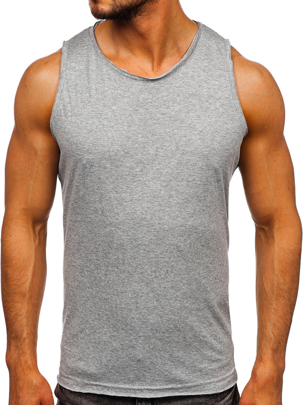 Szara bawełniana koszulka tank top męska bez nadruku Bolf 1205