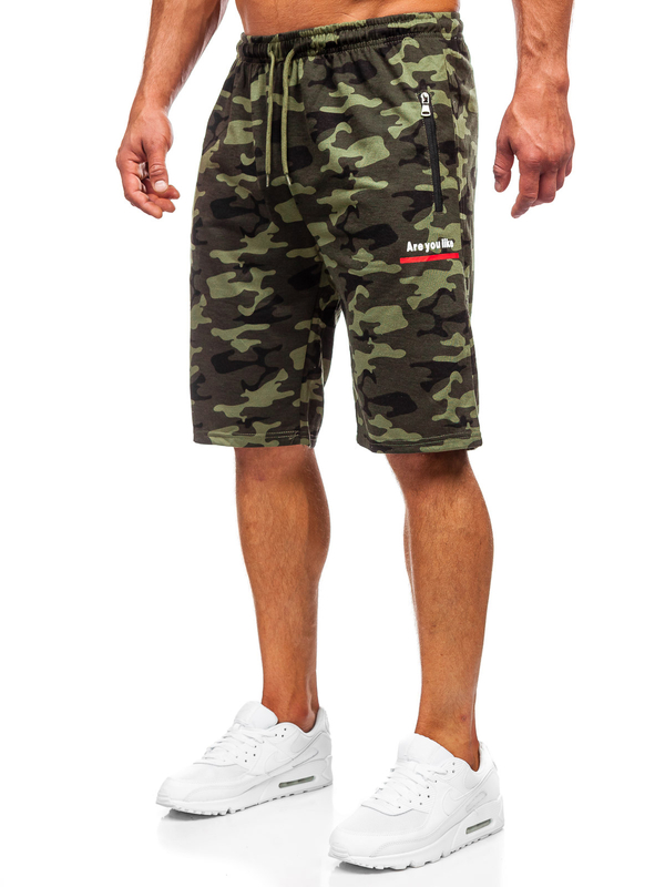 Khaki dresowe krótkie spodenki moro męskie Denley HW2638