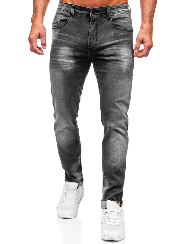 Czarne spodnie jeansowe męskie slim fit Denley MP0171N