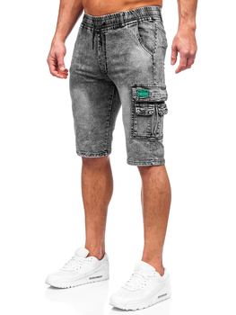 Czarne krótkie spodenki jeansowe bojówki męskie Denley HY820