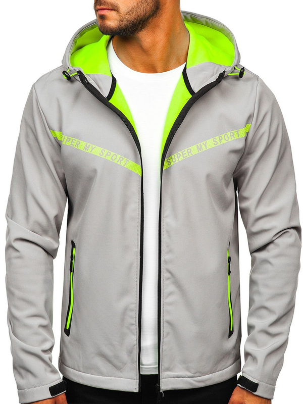 Szara kurtka męska przejściowa softshell Denley KS2181