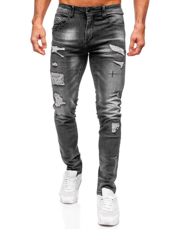 Czarne spodnie jeansowe męskie slim fit Denley MP0156N