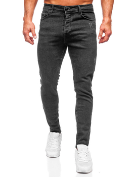Czarne spodnie jeansowe męskie regular fit Denley 6112