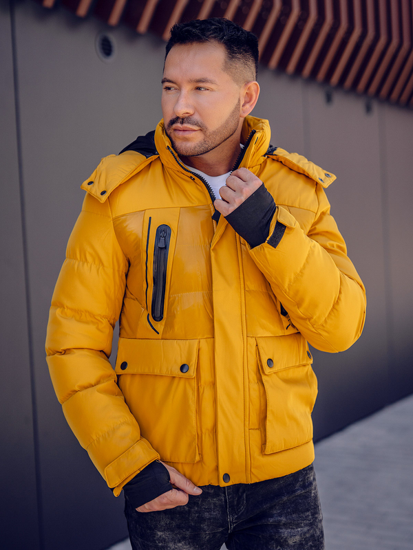 Camelowa pikowana kurtka męska zimowa Denley 99527A