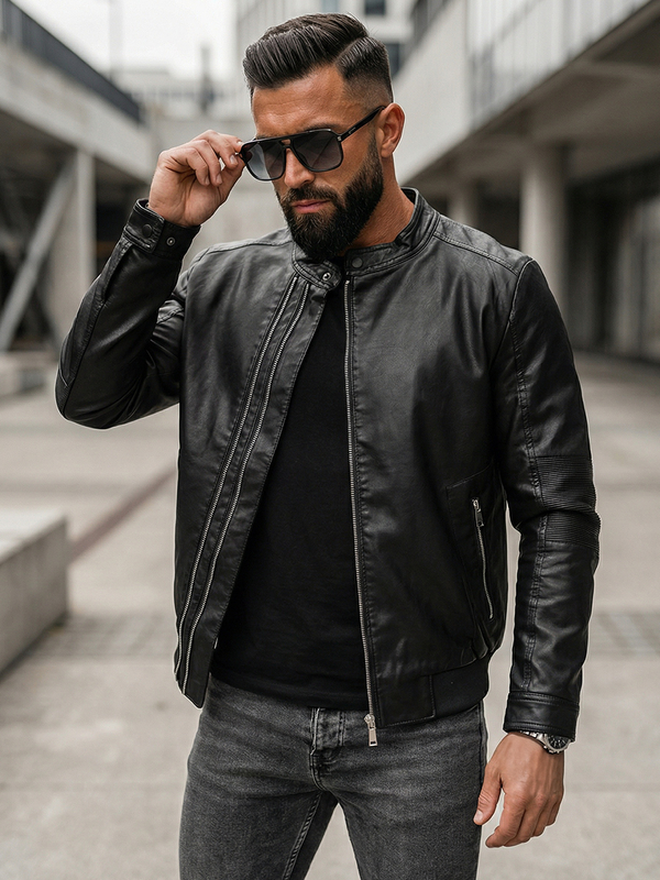 Kurtka męska skórzana czarna Denley Enzo