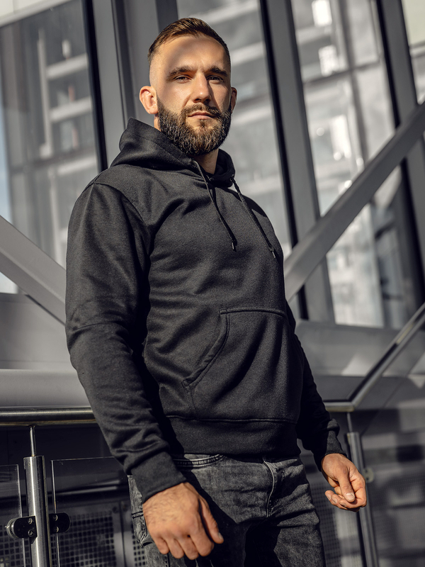 Bluza męska z kapturem kangurka czarna Denley MB001A2
