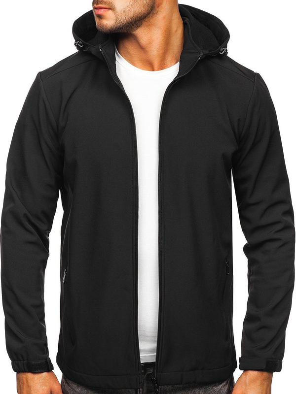 Czarna kurtka męska przejściowa softshell Denley HH017