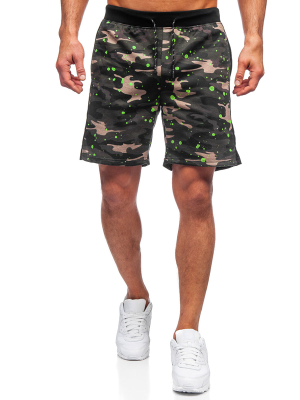Khaki dresowe krótkie spodenki męskie Denley KS2579