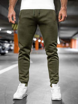 Spodnie męskie joggery dresowe khaki Denley XW01